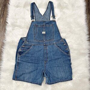 Vintage Old Navy Overall Shorts Womens XL Blue Denim Bib Shortalls Romper Y2K